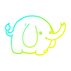 Naklejka premium cold gradient line drawing cartoon elephant
