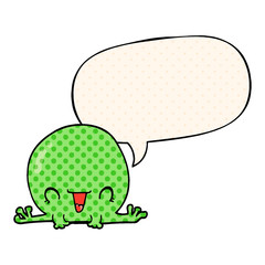 cartoon frog and speech bubble in comic book style