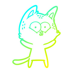 cold gradient line drawing cartoon cat