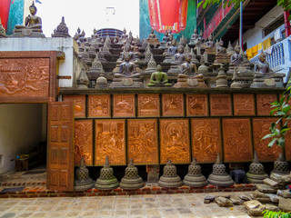 COLOMBO, SRI LANKA - DECEMBER 29, 2015: Buddha statues in Gangaramaya Buddhist Temple.