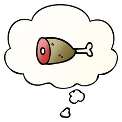 cartoon meat and thought bubble in smooth gradient style