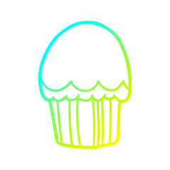 cold gradient line drawing Cartoon cupcake