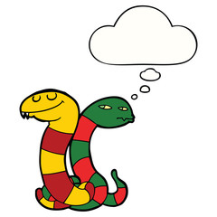 cartoon snakes and thought bubble