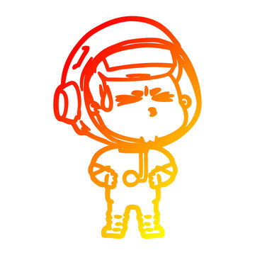 recommend clip art: warm gradient line drawing cartoon stressed astronaut