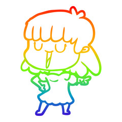 rainbow gradient line drawing cartoon woman
