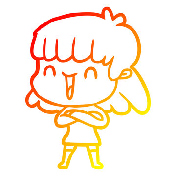 recommend clip art: warm gradient line drawing cartoon woman laughing