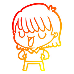 warm gradient line drawing cartoon woman
