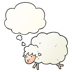 cartoon sheep and thought bubble in smooth gradient style