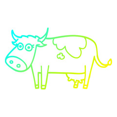 cold gradient line drawing cartoon farm cow