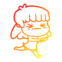 warm gradient line drawing cartoon woman