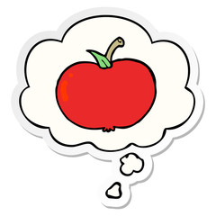 cartoon apple and thought bubble as a printed sticker