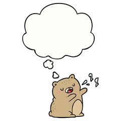 cartoon singing bear and thought bubble