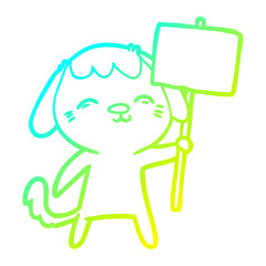 cold gradient line drawing happy cartoon dog
