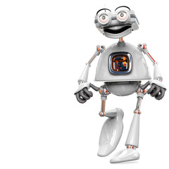 Fototapeta premium retired old robot in a white bacground