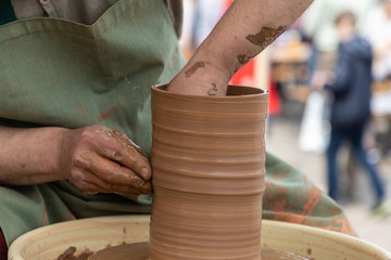 Fototapeta na wymiar man-made crafts of wood, glass, ceramic