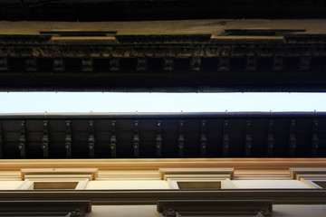 Wooden eaves of ancient roofs