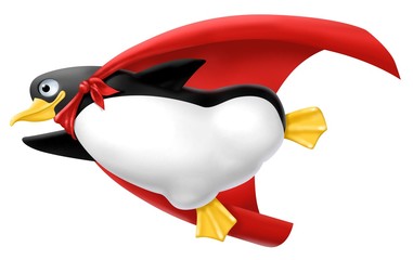 super pinguino volante  - obrazy, fototapety, plakaty