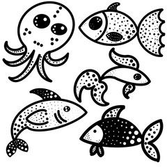 set of sea animals
