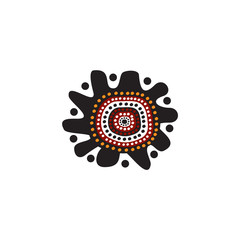 Aboriginal art dots painting icon logo design vector template