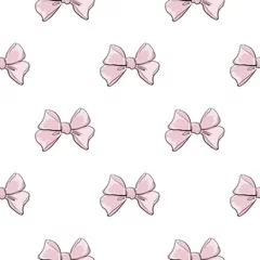 Velvet curtains Girls room Cute seamless pattern with beautiful hand drawn pink bows. Vector doodle illustration. Cloth design, wallpaper, wrapping.