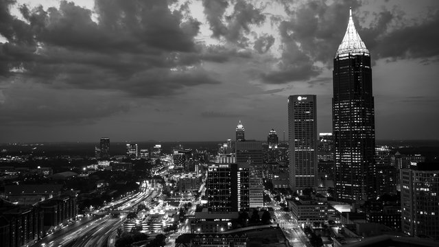 Fototapeta Atlanta by night in black and white.