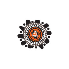 Aboriginal art dots painting icon logo design vector template