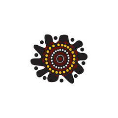 Aboriginal art dots painting icon logo design vector template