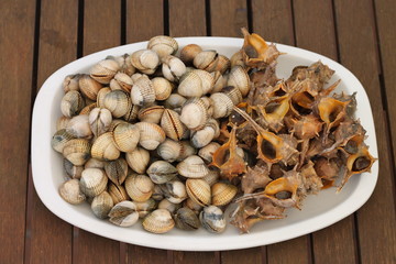 Seafood dish on the restaurant table