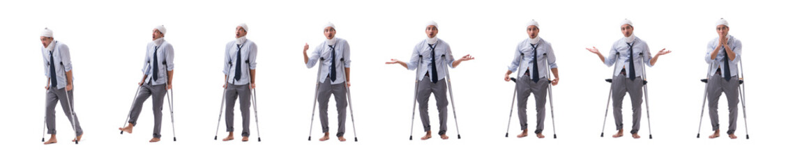 Injured businessman isolated on white 