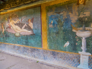 Venus fresco in Pompeii, Italy. The ancient Roman city destroyed in 79 BC by the eruption of Mount...