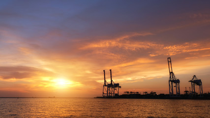 Fototapeta na wymiar Harbor Industrial Sunset