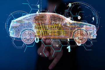 digital car technology smart in virtuel room