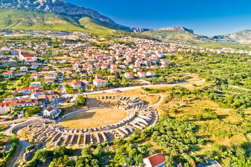 Ancient Salona or Solin amphitheater aerial view