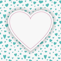 Template of a card with cute hearts. Mother's Day, Women's Day and Valentine's Day. Vector