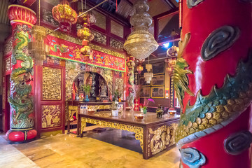 Eng An Kiong Temple interior, build in 1825, one of the oldest chinese temple in Indonesia  in Malang city.