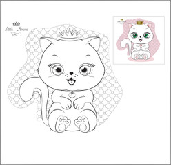 white kitten princess coloring