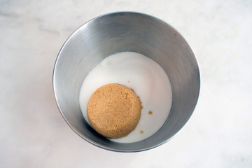 White and Brown Sugar in a Mixing Bowl
