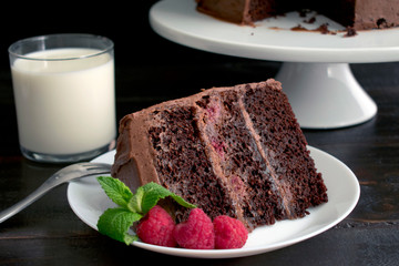 Slice of Chocolate Raspberry Cake