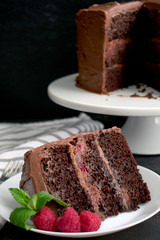 Slice of Chocolate Raspberry Cake