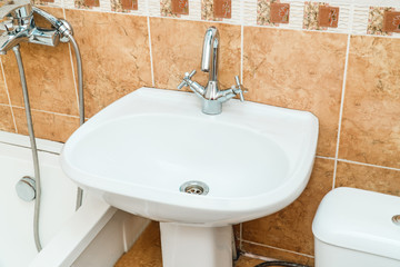 The photo of a sink in a bathroom