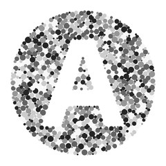 A letter color distributed circles dots illustration