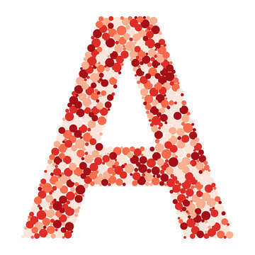 A letter color distributed circles dots illustration