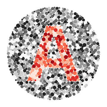 A letter color distributed circles dots illustration