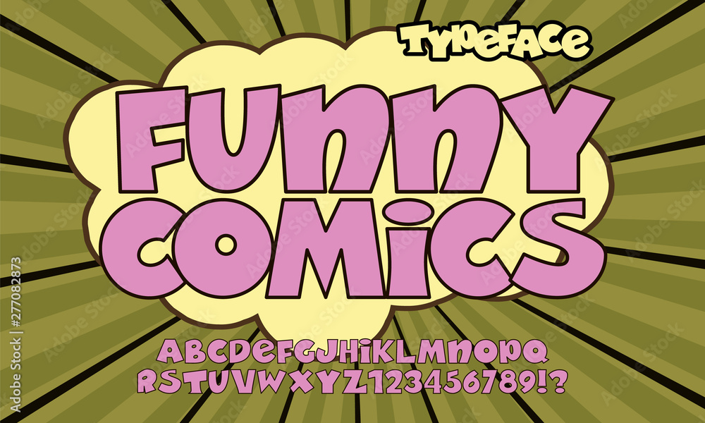 Poster vector of modern comical font and alphabet