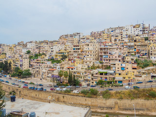 Obraz premium TRIPOLI, LEBANON - MAY 25, 2017: Aerial view of the city of Tripoli in north Lebanon.