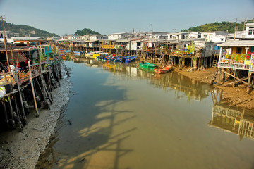 Tai O  - a fishing town,  located on an island of Lantau Island in Hong Kong