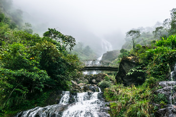 View of the large beautiful waterfall, Silver Waterfall in Sa Pa, Vietnam