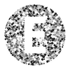 E letter color distributed circles dots illustration