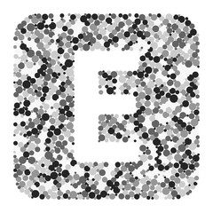E letter color distributed circles dots illustration
