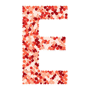 E letter color distributed circles dots illustration